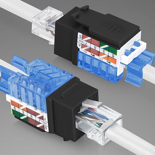 Everest 45° Angled RJ45 Cat5e Keystone Jacks 50-Pack in Black - Image 8