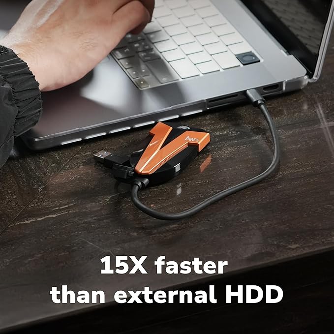 DATO 1TB External SSD, ARES Amber Shield Portable SSD w/LED, OTG-Supported - Image 5
