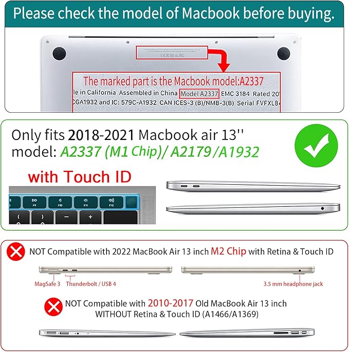 Teryeefi Compatible with MacBook Air 13 inch Case A2337 M1 Chip A2179 A1932 - Image 2