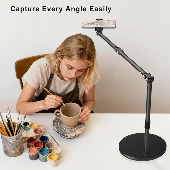 Overhead Phone Mount for Desk, Heavy Duty Rotatable Stand for Video Recording - Image 6