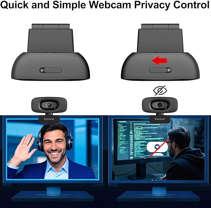 2K Quad HD Webcam with Privacy Cover & Noise-Canceling Microphone & USB C - Image 4