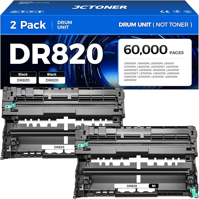 DR820 Drum Unit 2-Pack Replacement by JCTONER