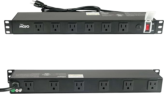 Tecmojo 1U Rackmount Network-Grade PDU Power Strip, 12 Wide-Spaced Right Angle by Tecmojo
