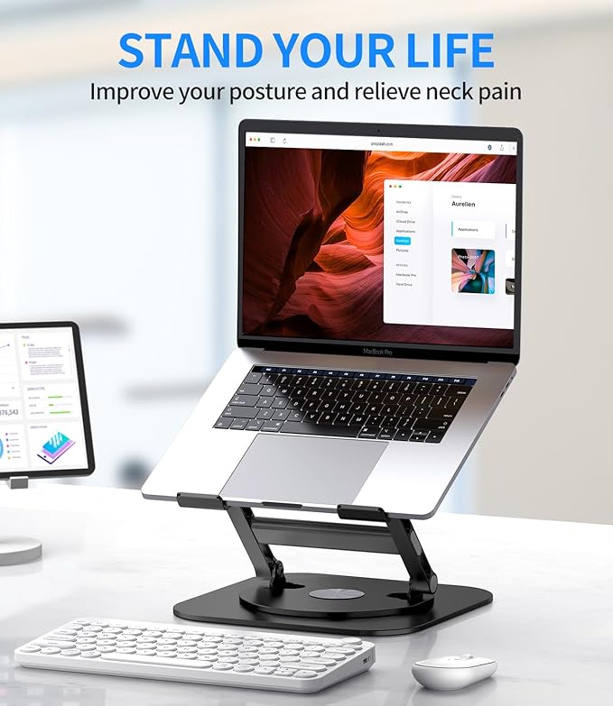 Adjustable Laptop Stand with 360 Rotating Base, Stable Computer Stand - Image 7