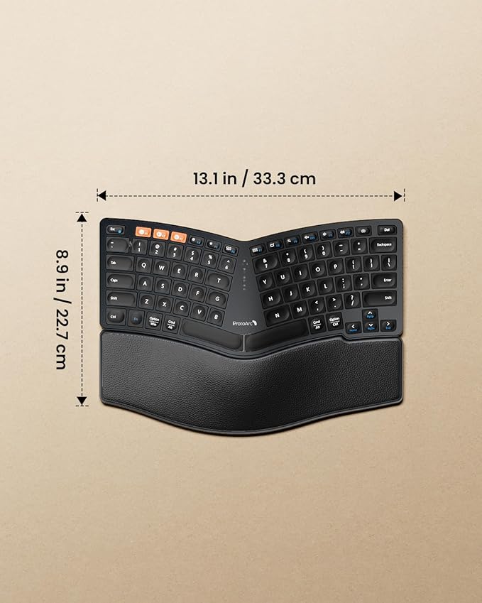 ProtoArc Bluetooth Ergonomic Keyboard, EK04 Mini Compact Wireless Ergo Keyboard - Image 8