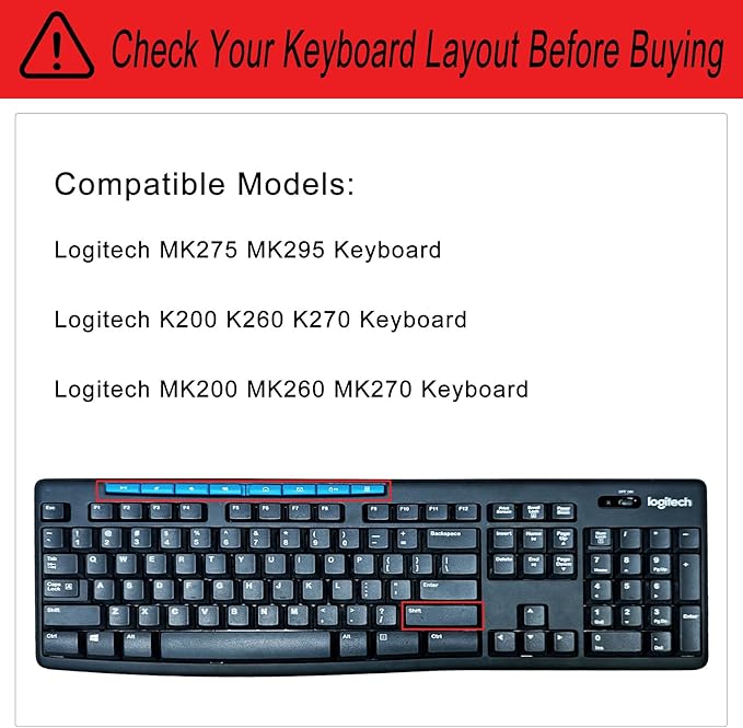 Silicone Keyboard Cover for Logitech K200 K260 K270, Ergonomic Wireless - Image 2