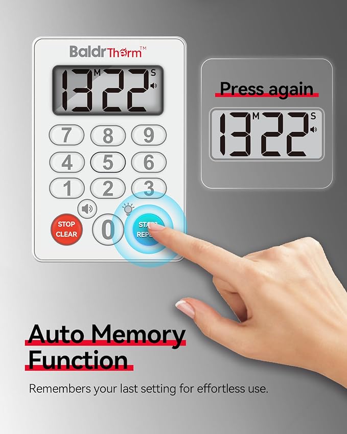 BaldrTherm Digital Kitchen Timer, Magnetic Waterproof Countdown Timer - Image 4