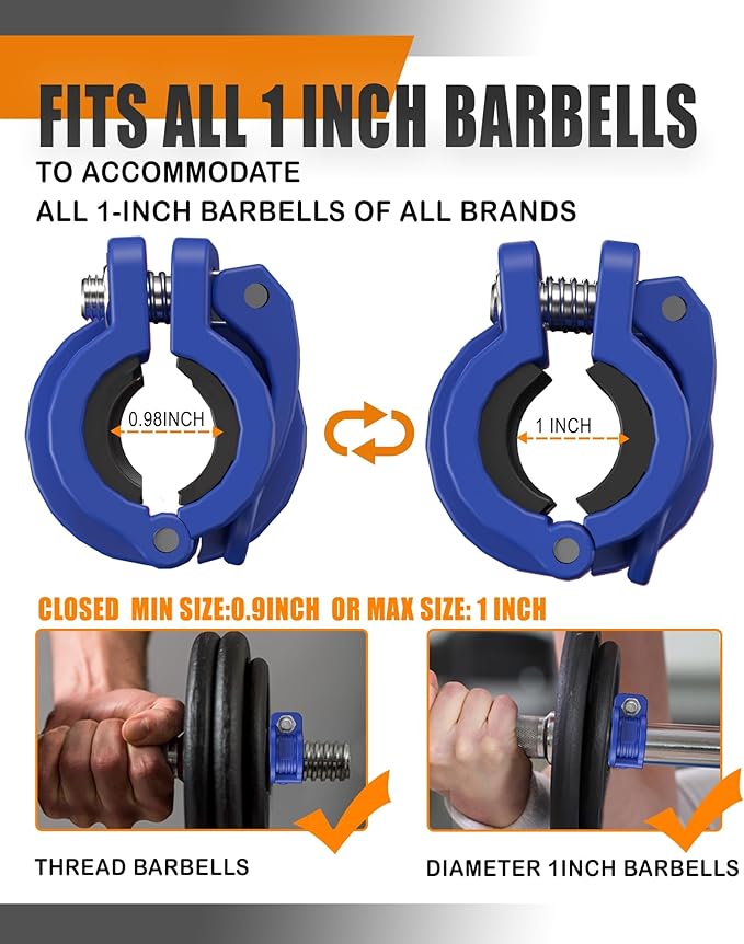 MAXRICH T Barbell Clamp 1 inch Multiple Sizes & Adjustable Weight Clips - Image 4