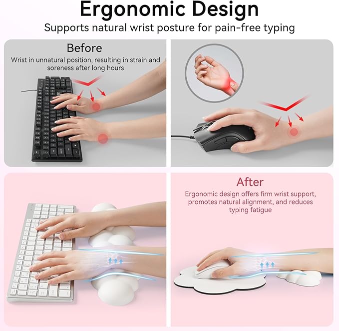 Cloud Wrist Rest for Computer Keyboard, 4-in-1 Memory Foam Leather Cloud - Image 3