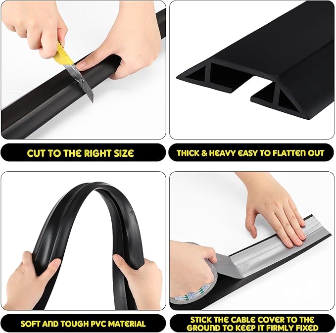 Pangda 30 FT Floor Cable Cover Heavy Duty Cord Cover Protector Power Cable - Image 3