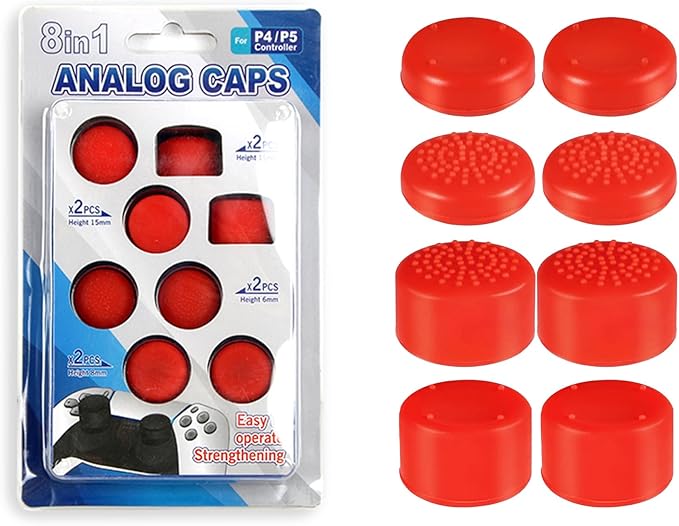 8PCS Silicone Thumb Grips for PS5/PS4/Switch Pro Controllers by Unknown