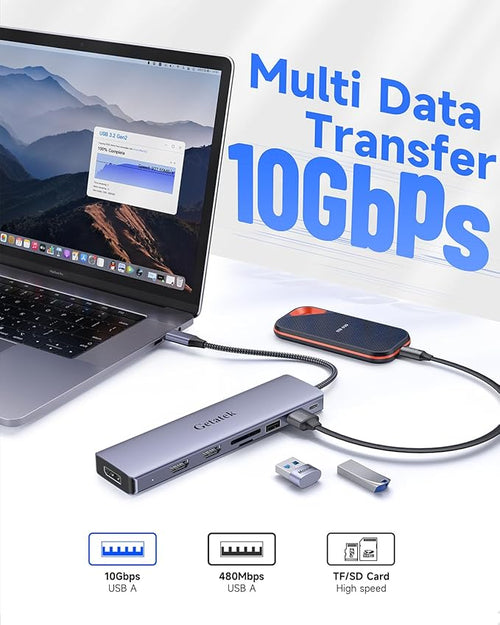 10Gbps USB C Hub, USB-C Laptop Docking Station, 8in1 Triple Display Docking - Image 2