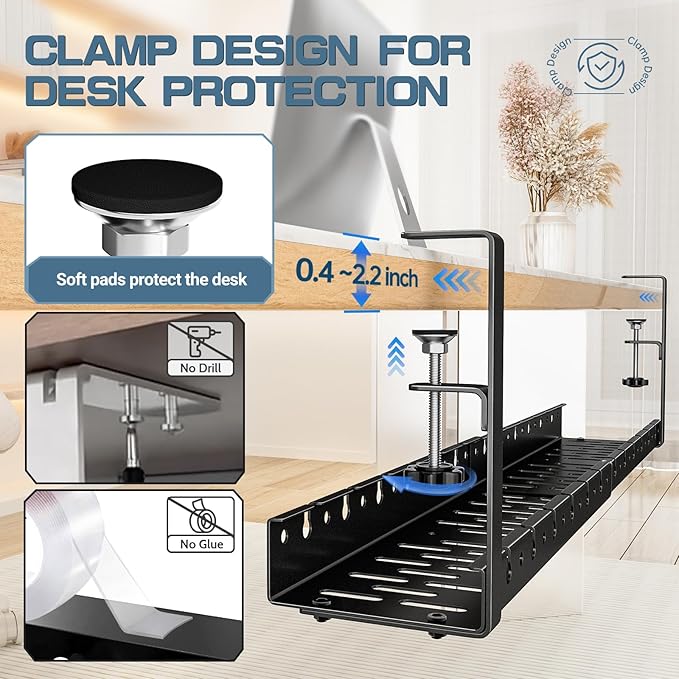 Shikha Under Desk Cable Tray, 15.7"-30.7" Retractable Under Desk Cable - Image 6