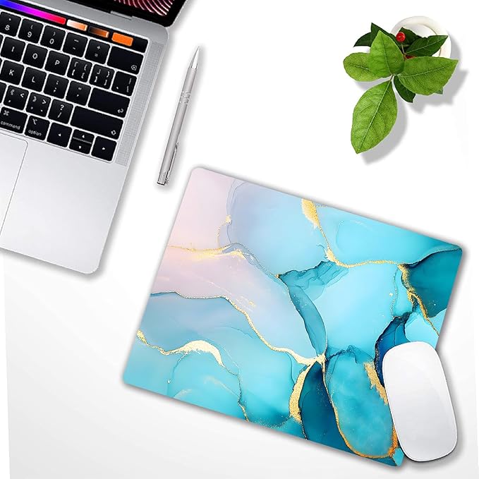 Golden Textured Teal Marble Custom Mouse Pad - Image 6