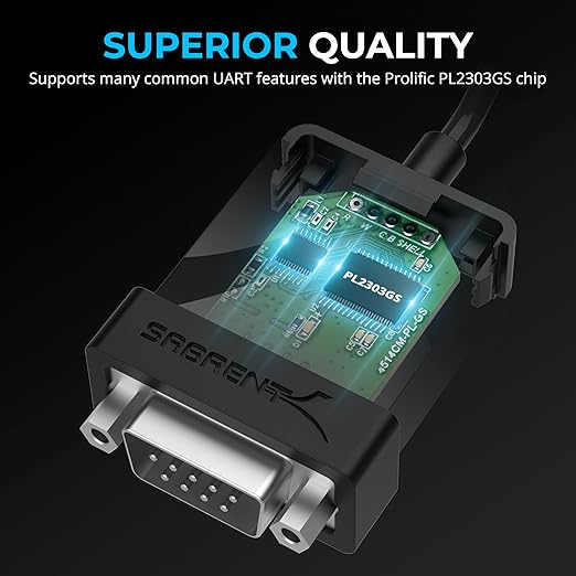 SABRENT USB-C to DB9 Serial RS-232 Adapter Cable 3FT, Prolific PL2303GS Chipset - Image 8