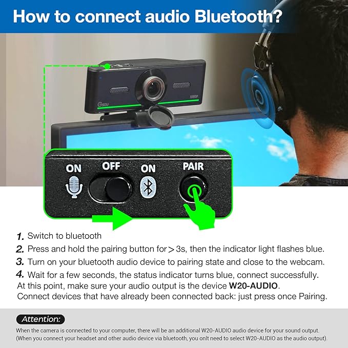 Webcam with Headset and Microphone, 1080P Webcam with Privacy Cover, Plug and - Image 9