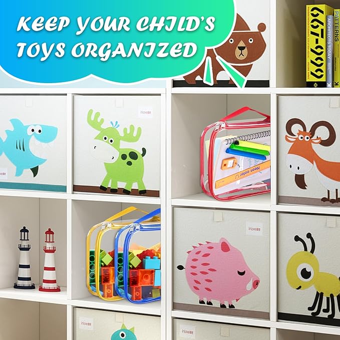 8 Packs Toy Storage Bags with Zipper, Reusable Toy Storage Organizer with - Image 5