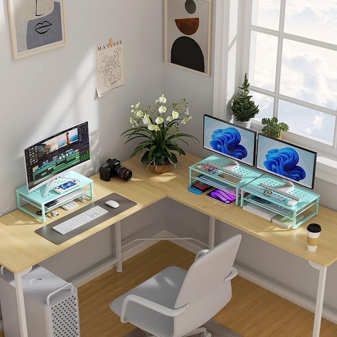 gianotter 2-Tier Metal Monitor Stand Riser, Desk Organizer - Image 7