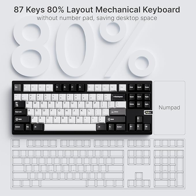 Chilkey ND TKL Aluminum Mechanical Keyboard, 87 Keys Tenkeyless Wireless Gaming - Image 9
