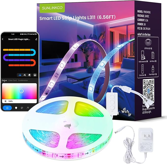 RGB+IC LED Strip Lights, Smart Bluetooth LED Light by SUNLINKCO