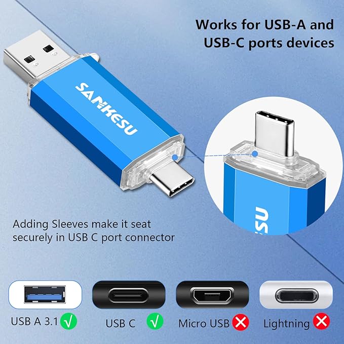 64GB 3.0 USB C Flash Drive, USB-A & Type-C OTG Thumb Stick, Dual Memory Sticks - Image 5