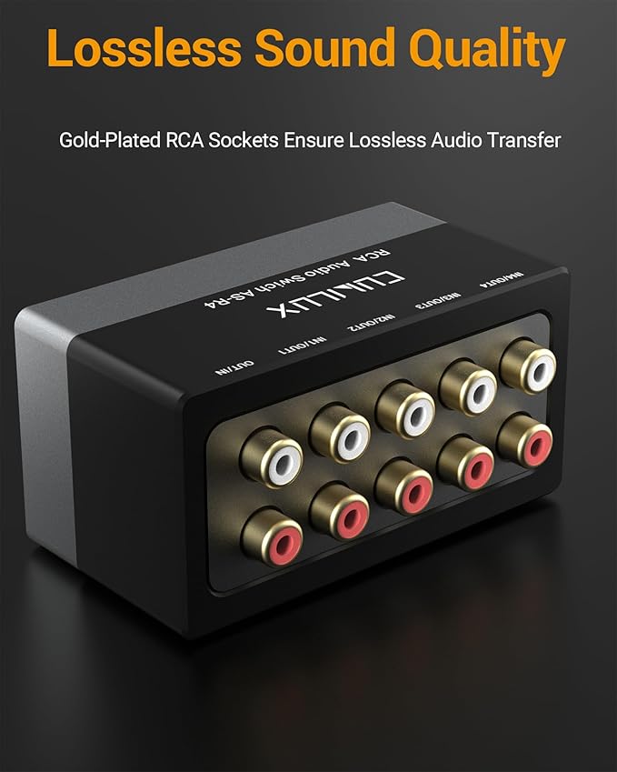Cubilux AS-R4 4-Channel RCA Audio Selector, Bidirectional 4-Way Stereo RCA Aux - Image 4