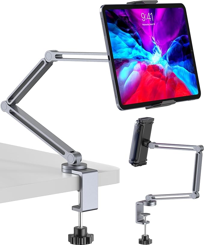 Tablet Arm Mount with Super Grip, Adjustable Foldable Holder & Heavy Duty by DeliveringDesktopFashion