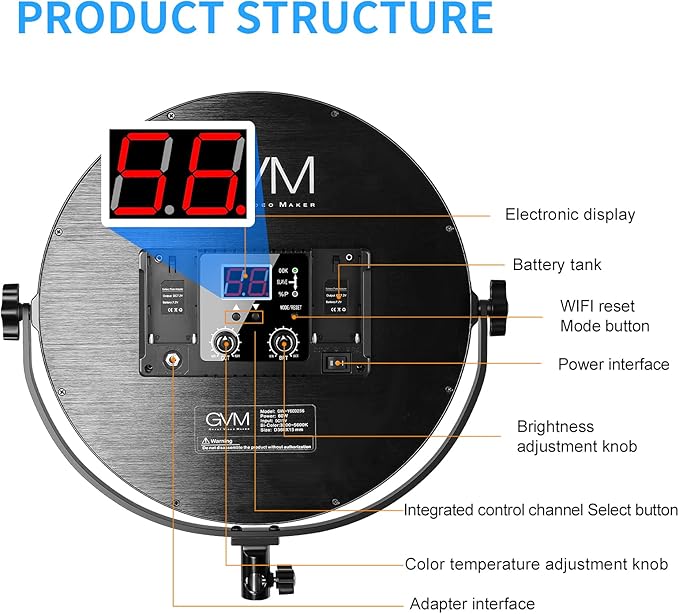 GVM Desk Mount LED Video Light, Bi-Color Professional Light - Image 9