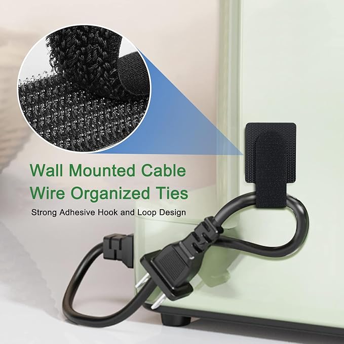 100pcs Hook and Loop Cable Ties, Sticky-Back Cable Straps, Cable Clip, Cord - Image 4