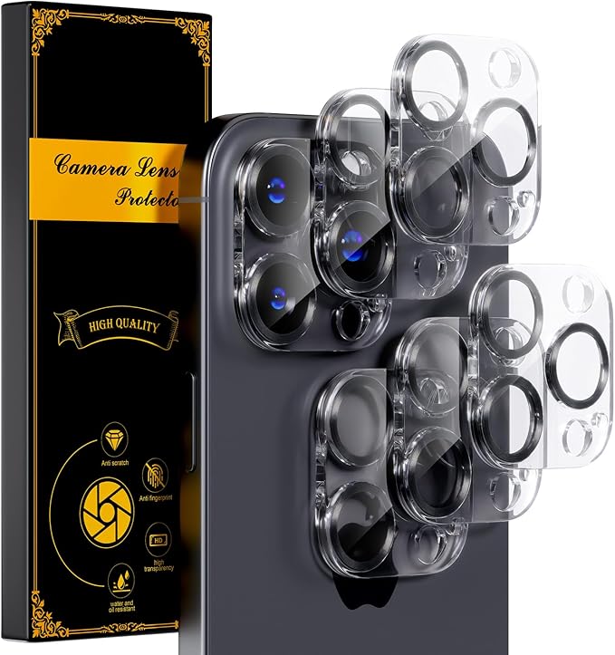 beuxece for 6 Pack iPhone 15 Pro/iPhone 15 Pro Max Camera Lens Protector 9H by Beuxece