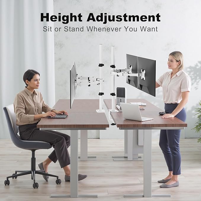 Suptek Dual LED LCD Monitor Stand up Desk Mount Extra Tall 31.5" Pole Heavy - Image 6