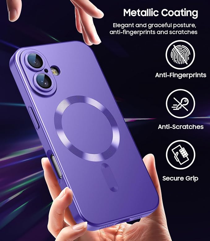 Magnetic for iPhone 16 Plus Case Slim Soft Silicone Bumper Shockproof Metallic - Image 6