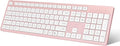 LeadsaiL Pink Wireless Keyboard, 2.4GHz Full-Sized Ergonomic Computer Keyboard by LeadsaiL