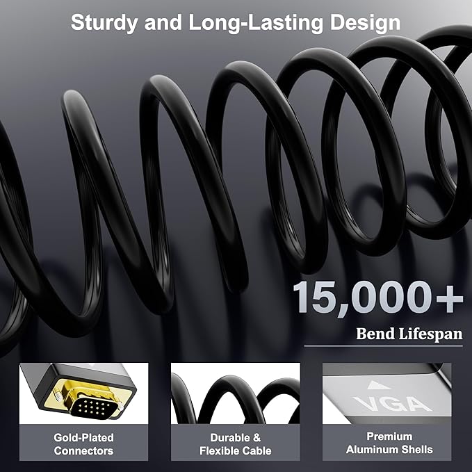 HDMI to VGA Cable 4 FT, Uni-Directional HDMI to VGA Cable, Aluminum Shells - Image 2