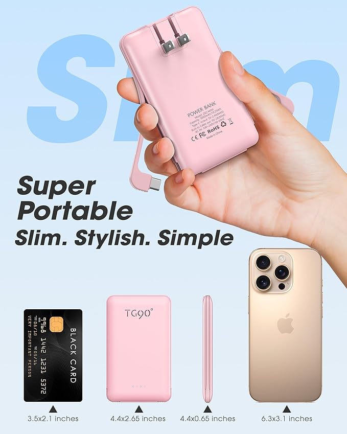 TG90° Portable Charger Power Bank, Ultra Small 5000mAh Battery Pack - Image 6