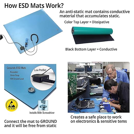 RubberStat Dual Layer ESD Compliant Workstation Rubber Table Mat Kit, Cell - Image 4
