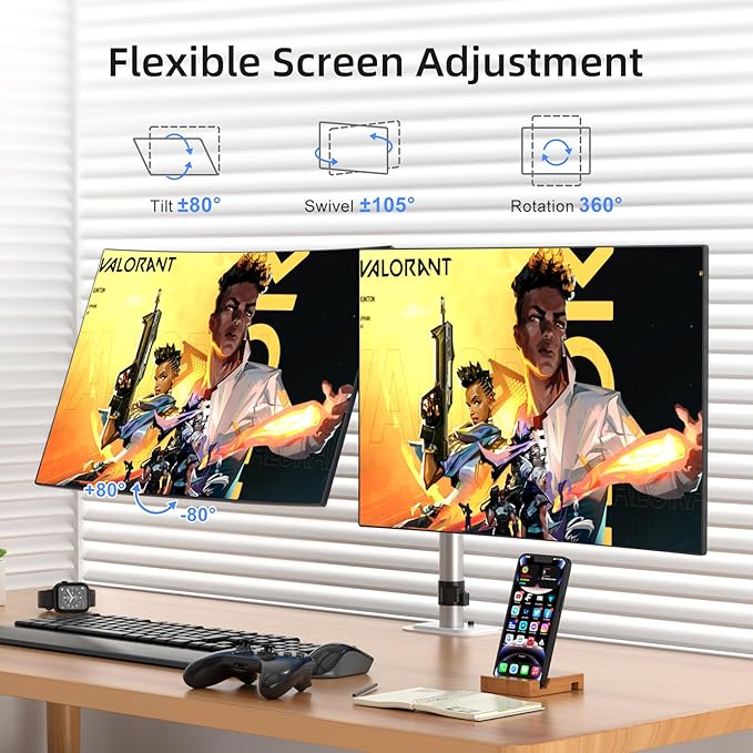 Suptek Dual Monitor Desk Mount, Adjustable Dual Monitor Arm - Image 7