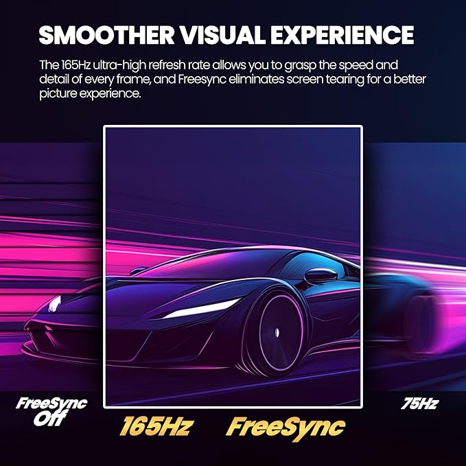 CRUA 34 Inch Curved Gaming Monitor, 21:9 WQHD 3440x1440 165Hz/144Hz 1500R - Image 5