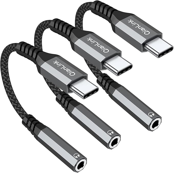 USB Type C to 3.5mm Female Headphone Jack Adapter, USB C to Aux Audio Dongle by QianLink