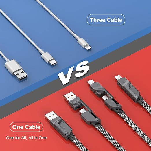 2Pack 4 in 1 USB C Cable for Lightning Cable, 3FT Flat Braided USB C to USB C - Image 6