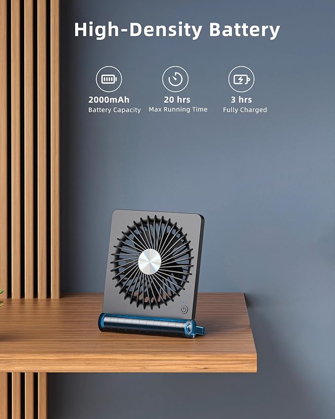 Koonie Portable Desk Fan, 3.5-20hrs Battery Operated Small USB Fan - Image 4