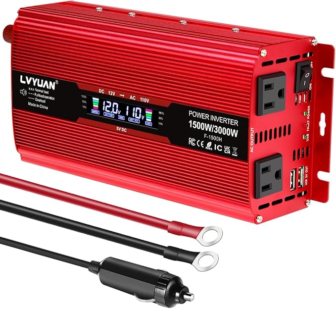 LVYUAN 1500W Car Power Inverter 12V to 110V DC to AC by LVYUAN