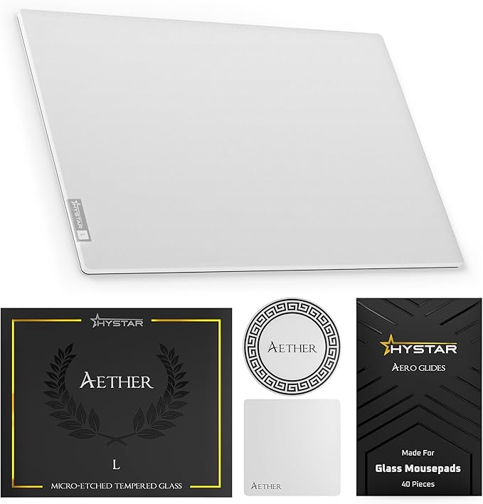 Hystar Aether Glass Gaming Mousepad | Micro-Etched Tempered Glass | Quiet by Hystar