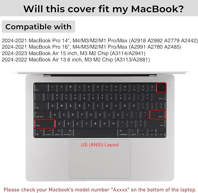 EooCoo Premium Keyboard Cover Skin Ultra Thin Protector Compatible - Image 4