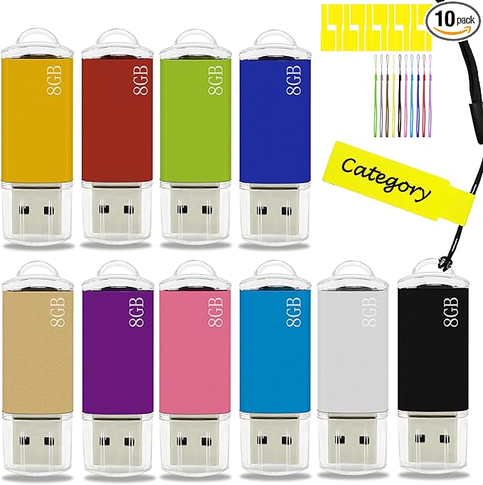 8GB USB Flash Drive 10 Pack Nicepicten USB 2.0 Thumb Drives Metal Jump Zip by NicepictenUSBFlashDrive