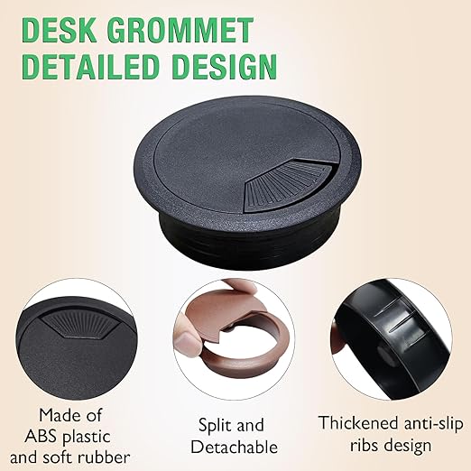 2 Pcs Desk Grommet 2-3/8" / 60 mm, Desk Cord Hole Cover, Cable Grommet ABS - Image 3
