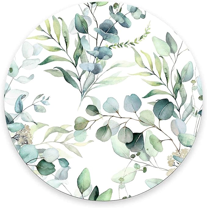 Mouse Pad, Cute Mousepad with Design, Round Grass Leaves Mat, Small Non-Slip by Armanza