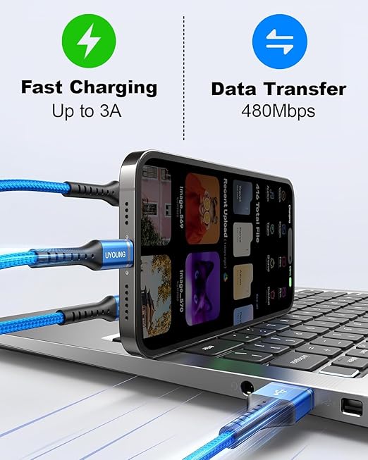 Short Multi Charging Cable 1FT 2Pack 3 in 1 Charger Cord Braided Universal - Image 4