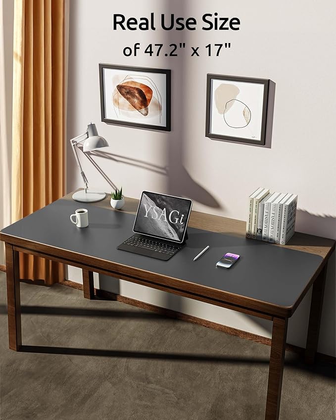 YSAGi Leather Desk Pad Protector, Office Desk Mat, Large Mouse Pad, Non-Slip PU - Image 2