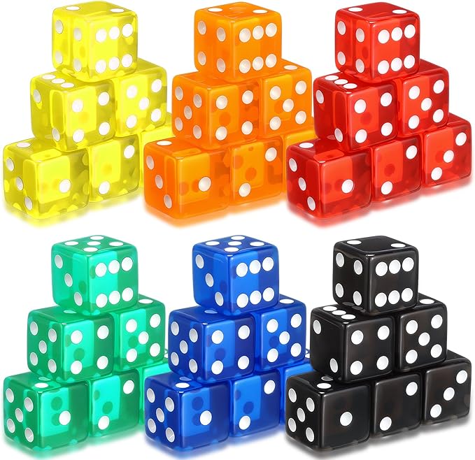 36 Piece 19 mm Casino Style Craps Dice Sets Acrylic and Translucent D6 Dice by Seenelling